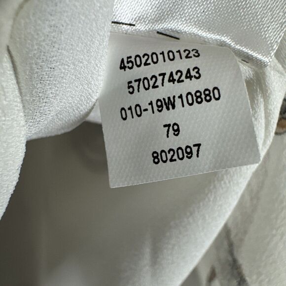 White House Black Market Cream Chain Print Long Sleeve Chiffon Blouse Women's L - Picture 11 of 13